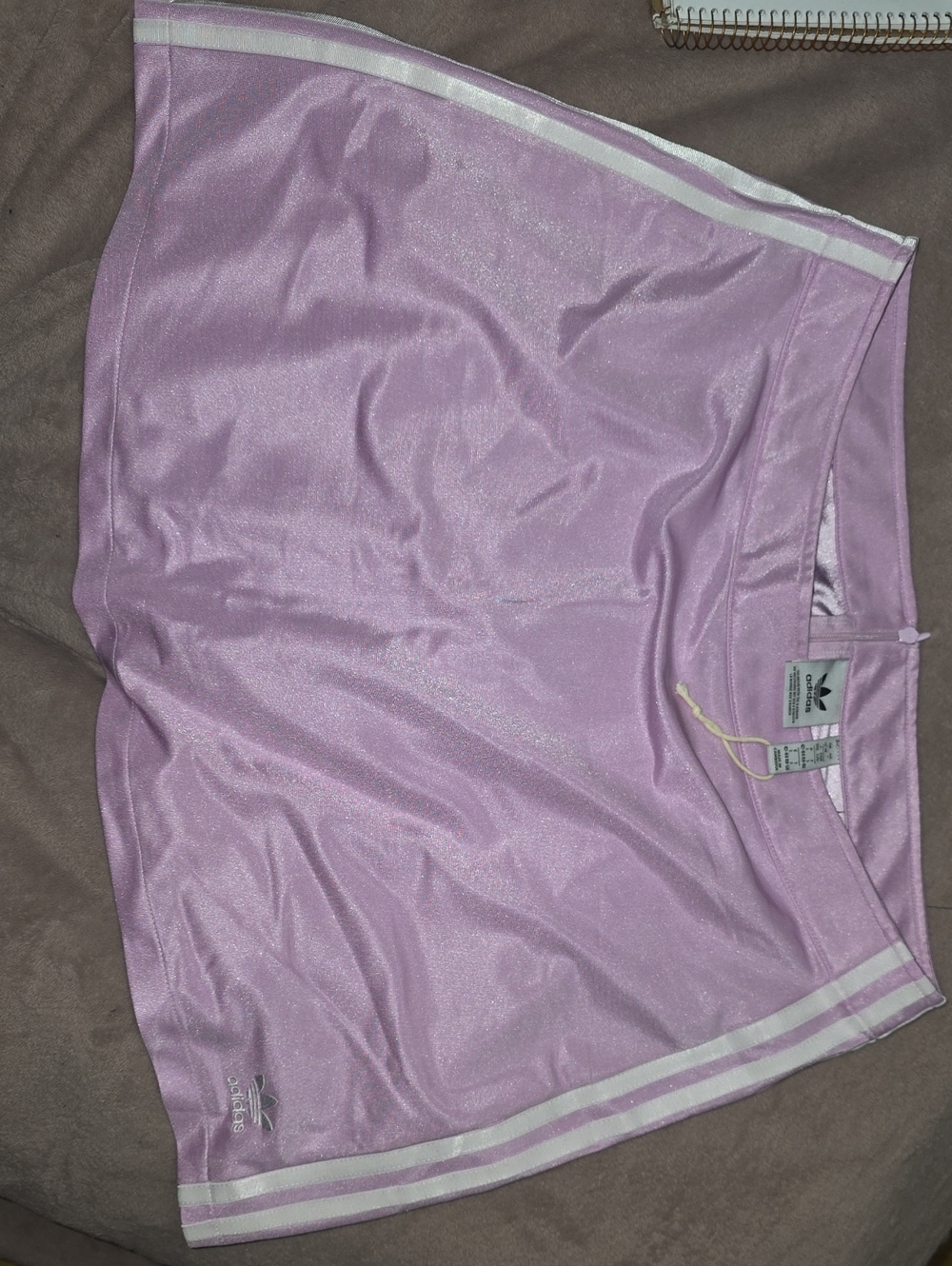 adidas Light Pink Shimmer Athletic Skirt with White Stripes